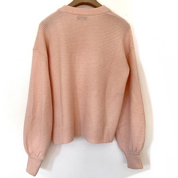 EUC Madewell 100% Cashmere Bubble Sleeve V- neck Sweater, Powder Pink - Picture 6 of 7